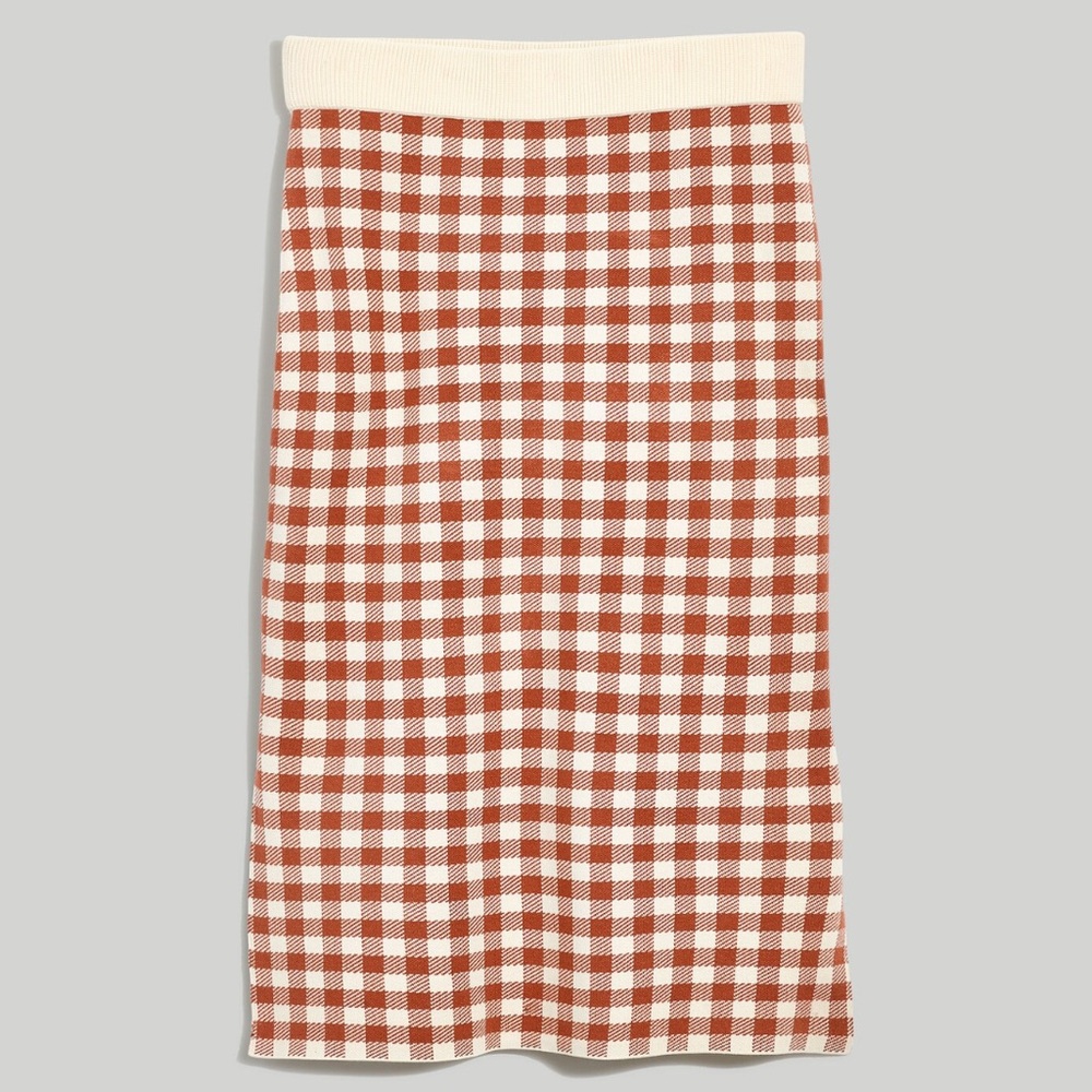 Madewell Gingham Midi Sweater Skirt